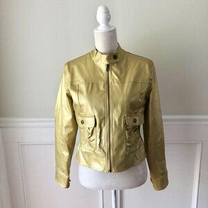 Liberty Collection Gold Vegan Leather Moto Jacket